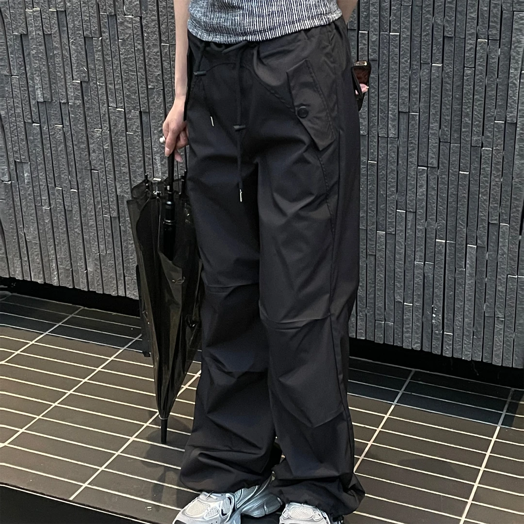 【Si&华严选】美式休闲多口袋阔腿裤宽松高街直筒裤束脚工装裤1303