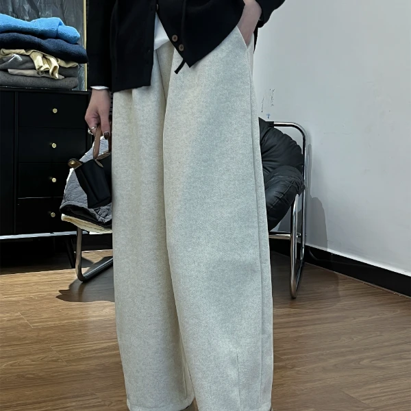 【Si&华严选】简约高级感宽松九分直筒裤松紧腰韩版休闲卫裤8076