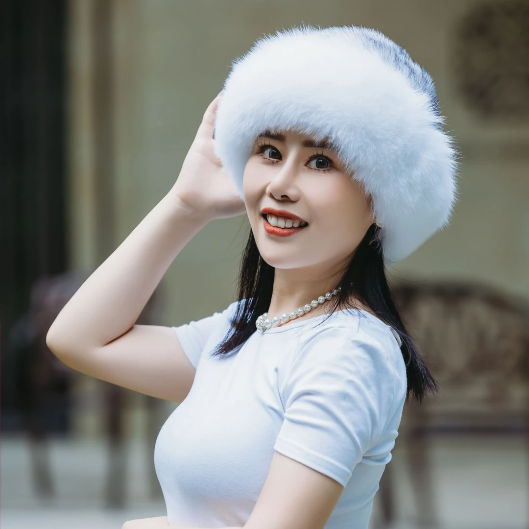 【2024】整貂狐狸礼帽时尚百搭女士女士韩版防风秋冬季冬天毛绒帽子