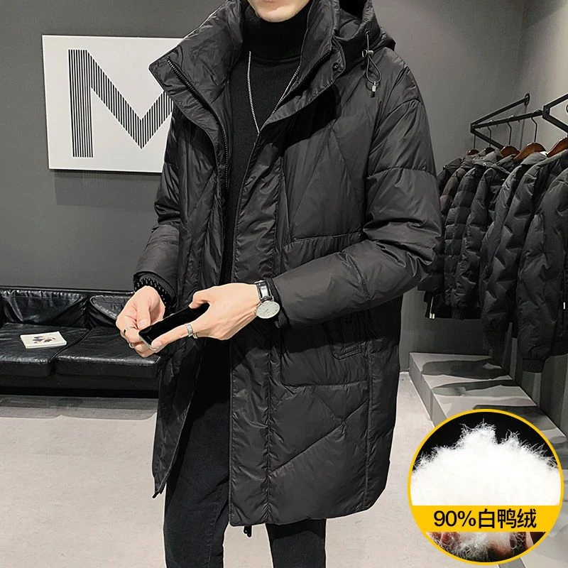 冬季羽绒服男士中长款2023年新款加厚冬装潮流保暖连帽外套男潮牌