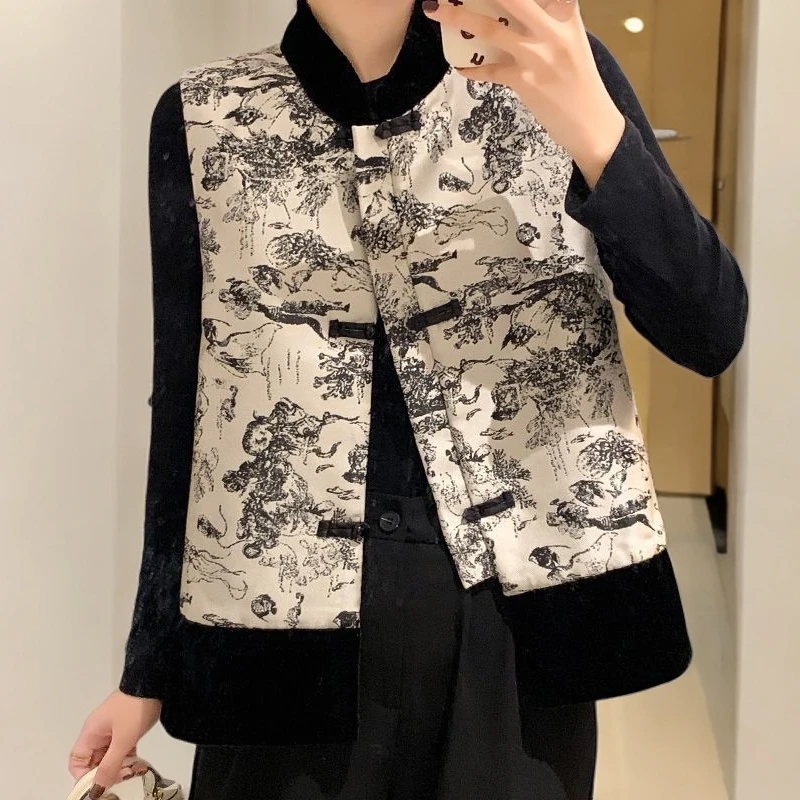 【水墨画】复古提花国风时尚马甲女中国风无袖马夹新中式春季马甲
