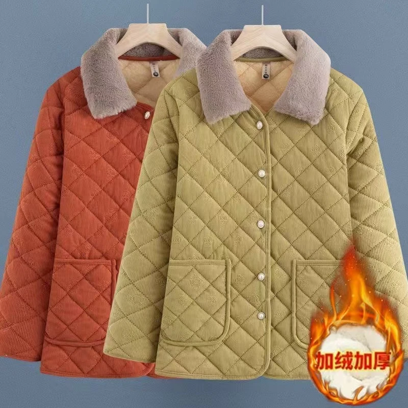 【新款】2024加绒加厚棉衣短款妈妈装保暖秋冬棉服冬季外穿棉袄