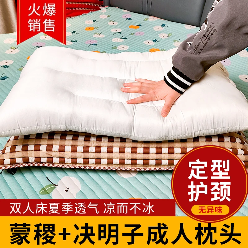 蒙稷凉席枕头成人护颈枕头定型枕两用双人床夏季透气