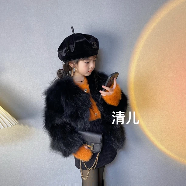 清儿童装亲子款真毛毛外套（拍大两个码）