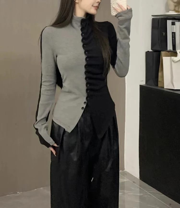2024年秋冬新款欧货洋气打底衫女半高领长袖时尚上衣显瘦气质