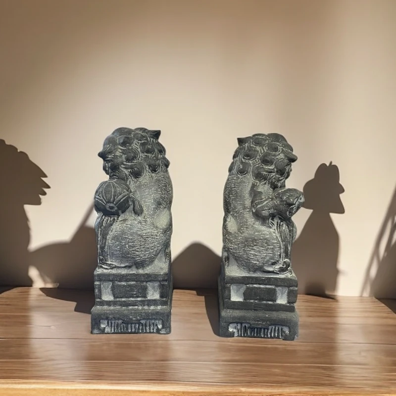 绛石記 青石雕刻 欢喜对狮 喜狮连连 庭院单元楼店铺摆件狮子瑞兽