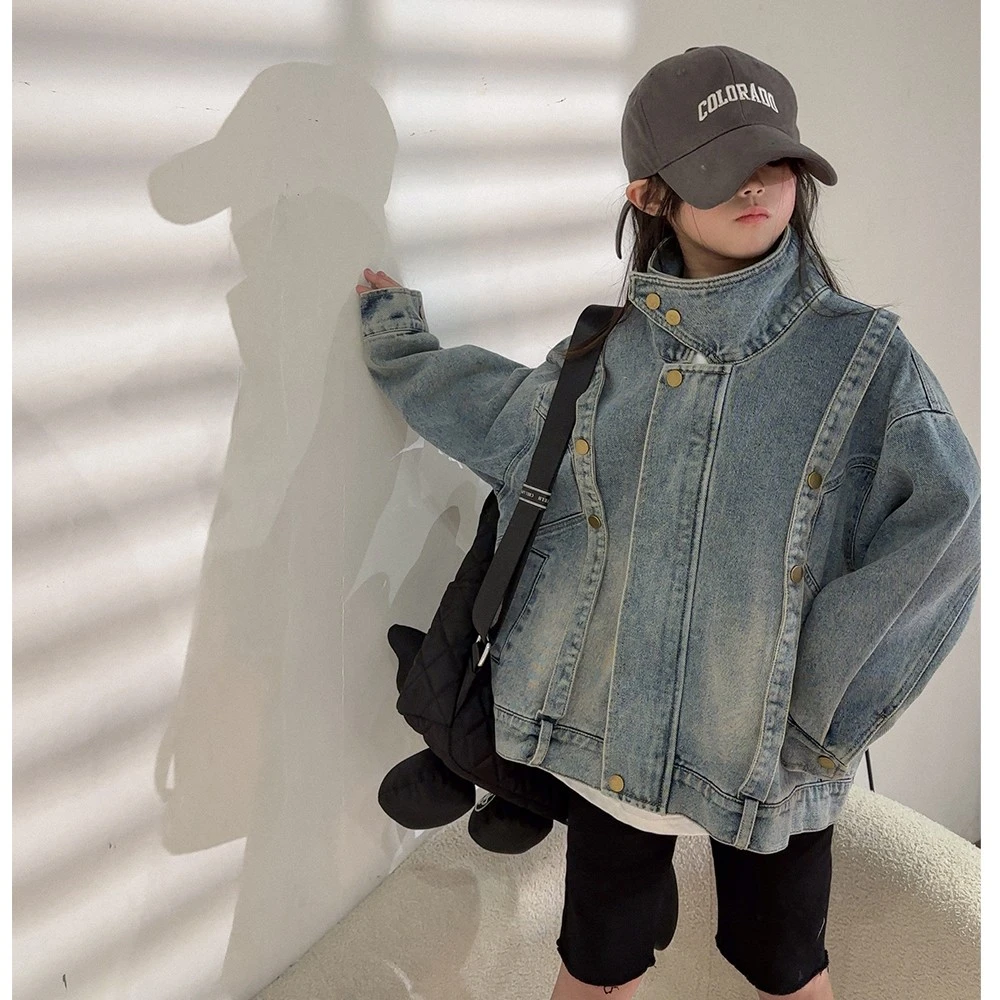 女童春装牛仔外套2024新款洋气儿童设计师款中大童春秋休闲拉链衫