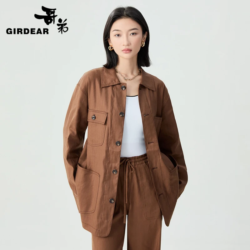 GIRDEAR/哥弟新款品质女装专柜正品复古工装外套春秋小香风外套
