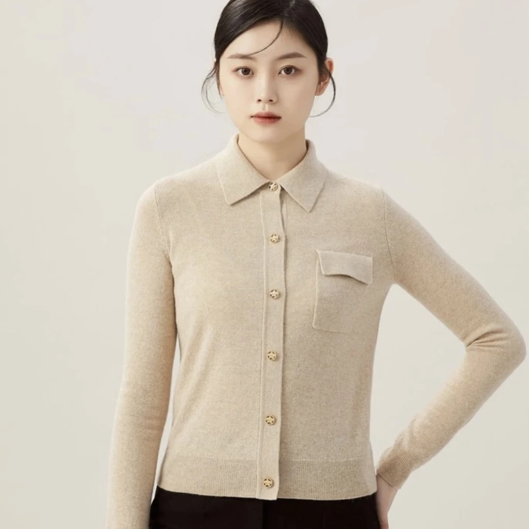 GIRDEAR/哥弟新款品质女装专柜正品秋冬星光扣羊秋针织短袖上衣