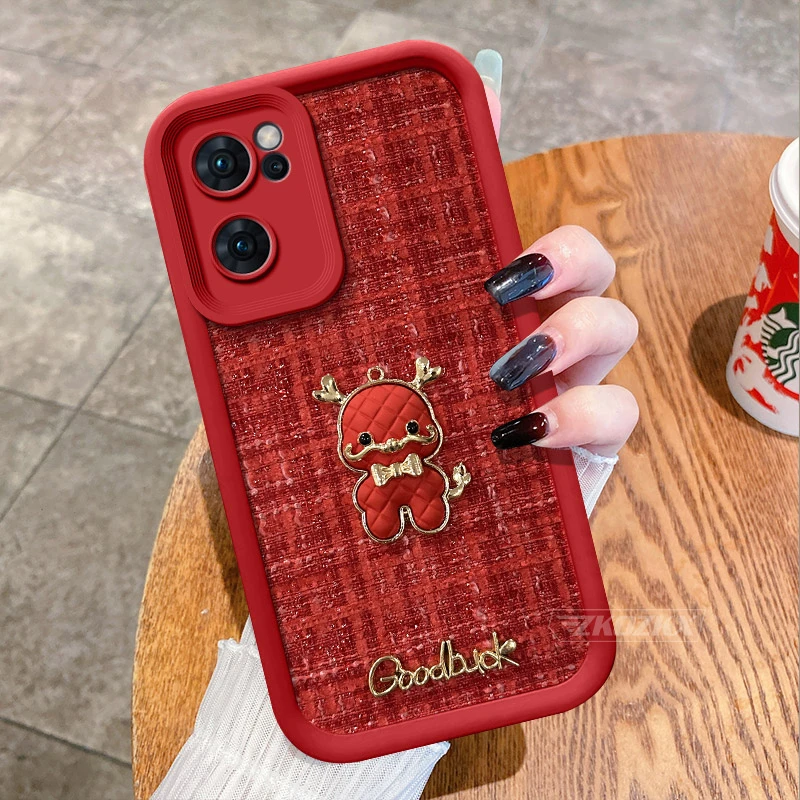 OPPOReno7手机壳龙年小香风编织立体公仔女PFDM00轻奢硅胶保护套