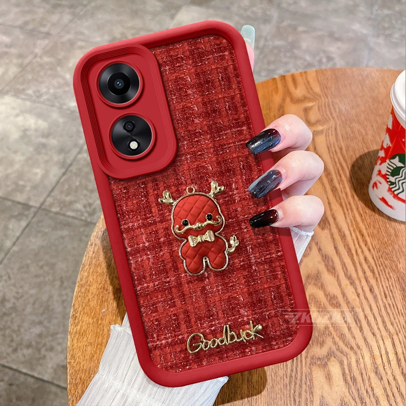 OPPO A58手机壳5g龙年小香风编织立体公仔女PHJ110轻奢硅胶保护套