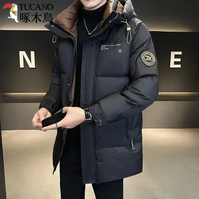 TUCANO/啄木鳥羽绒服男士2025连帽加厚保暖帅气冬季中长款外套男