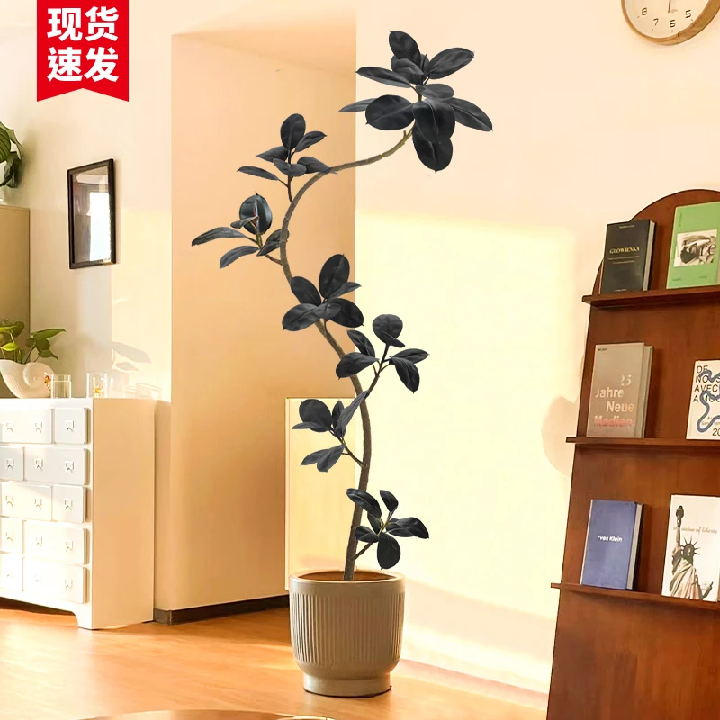 黑金刚橡皮树仿真绿植假树室内装饰大型落地摆件客厅高级仿生植物