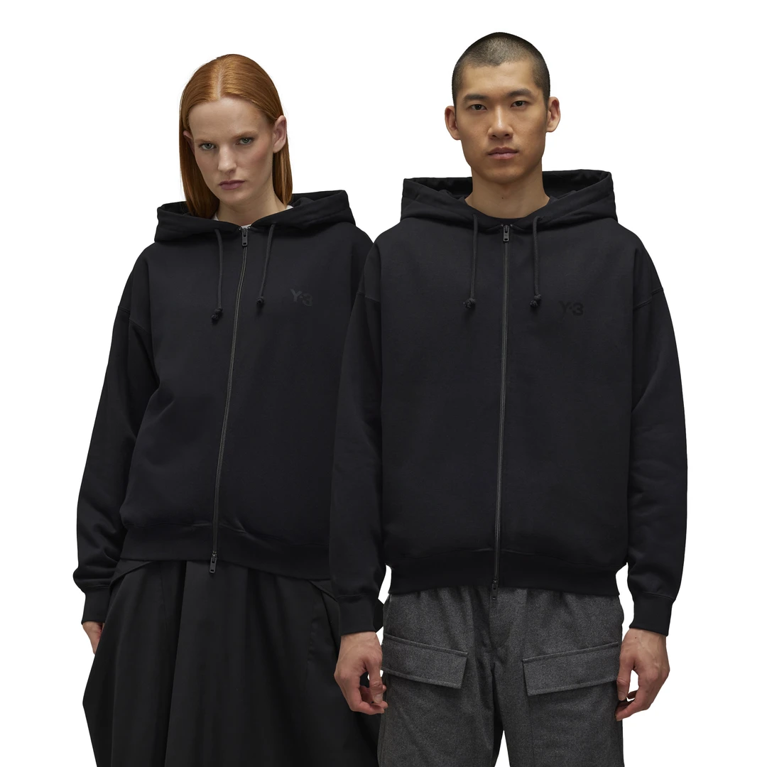 Y-3/Y-3（51-IW0073）黑色经典款秋冬双拉链连帽休闲运动卫衣