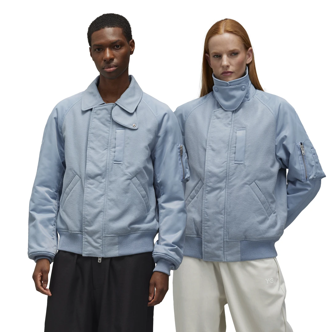 Y-3/Y-3（51-JD9852）云水蓝情侣短款休闲运动棉衣夹克外套