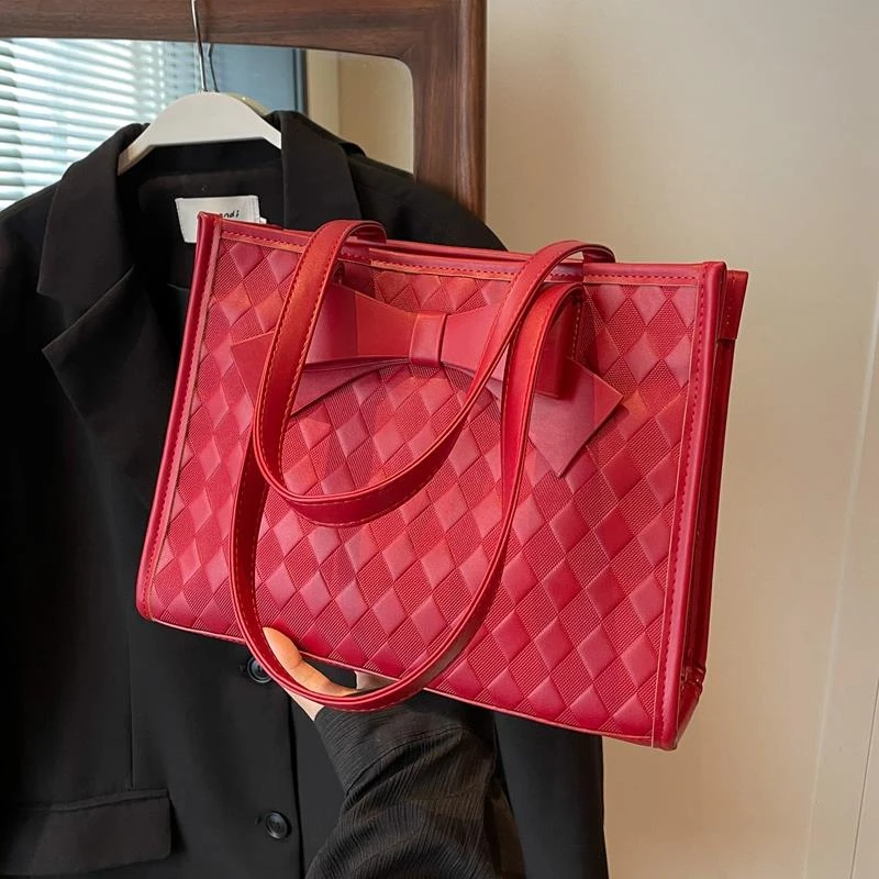 红色结婚包包女士新款时尚洋气大容量手提托特包结婚包包新娘包