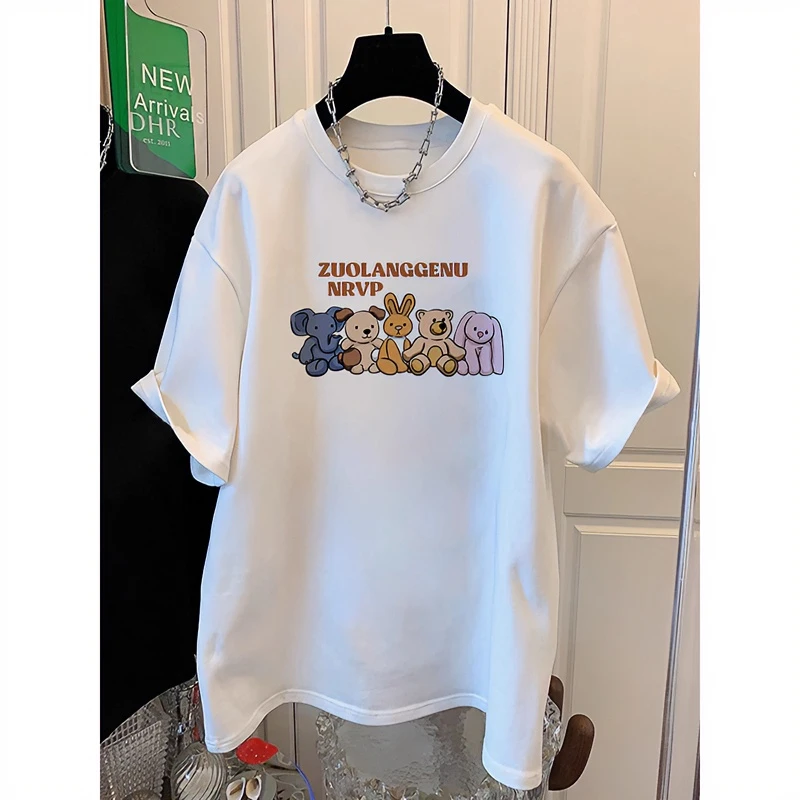 佐朗格奴/纯棉220克小众短袖T恤衫女春夏百搭ins上衣夏季白色半袖