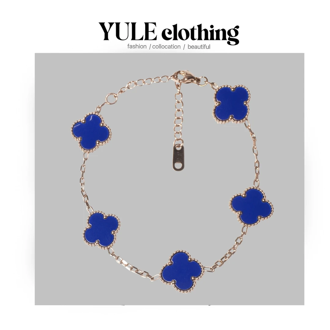 钛钢手链 【语乐】无镶嵌四叶草五花手链轻奢小众经典时尚