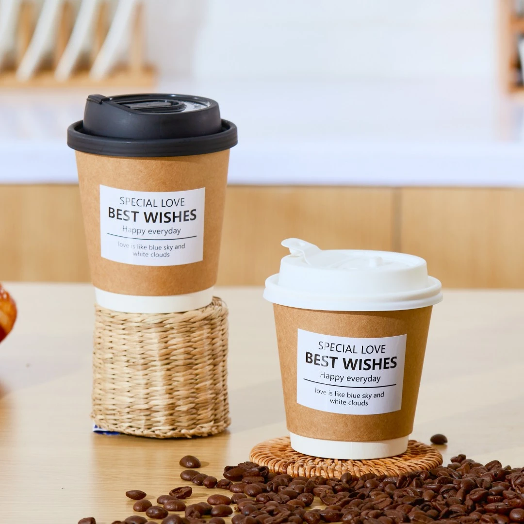 一次性加厚双层牛皮杯豆浆杯咖啡杯奶茶杯子一次性咖啡杯