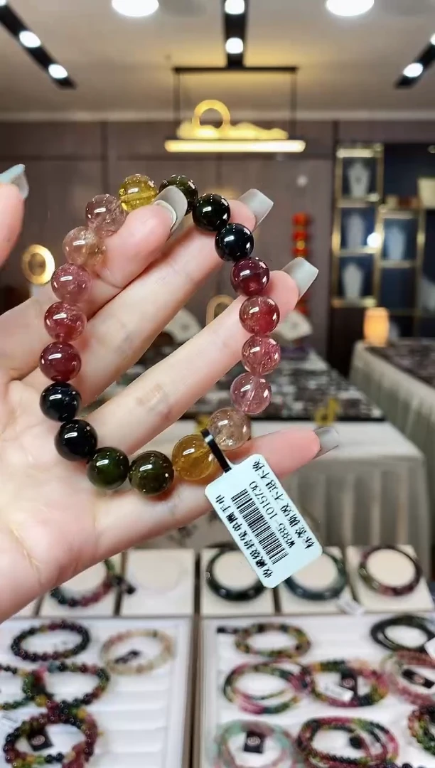 【闪购商品】碧玺收藏级单圈手串10mm+未镶嵌一物一证D