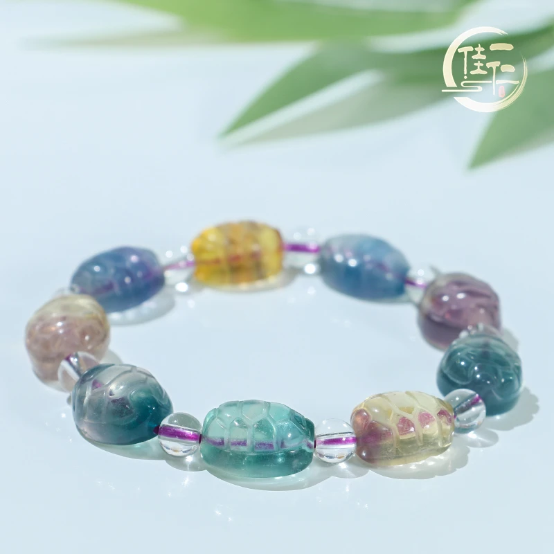 【佳仁甄选】平安天然萤石珠子单圈手串网红女款手链首饰（正品带证