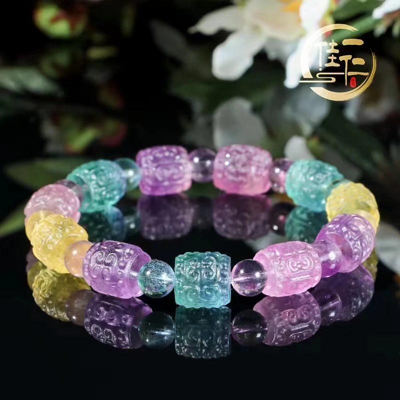 【佳仁甄选】平安天然萤石珠子单圈手串网红女款手链首饰（正品带证