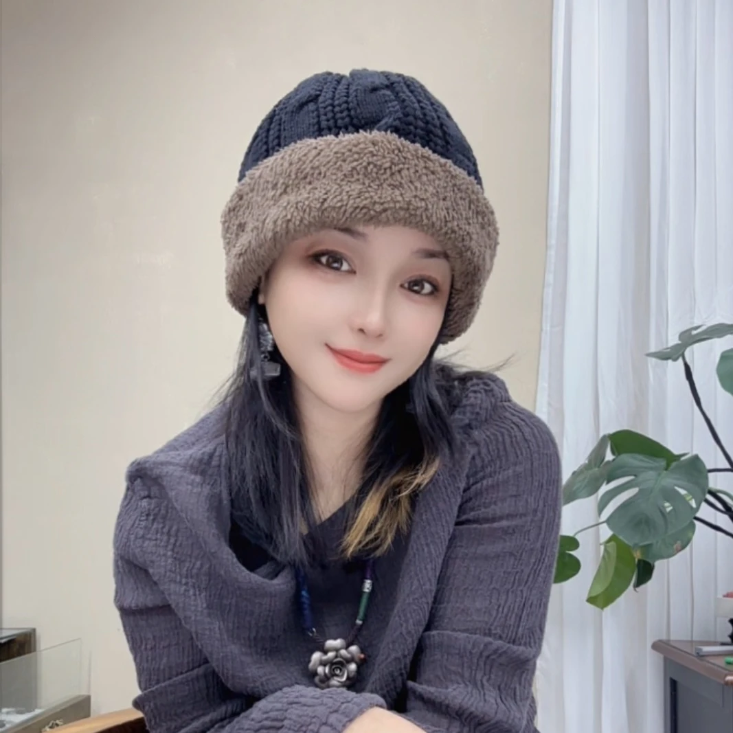 百搭针织冬季冷帽保暖帽渔夫帽