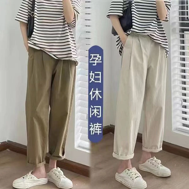 孕妇裤子春夏新款宽松大码显瘦阔腿裤工装裤休闲萝卜裤老爹裤潮妈