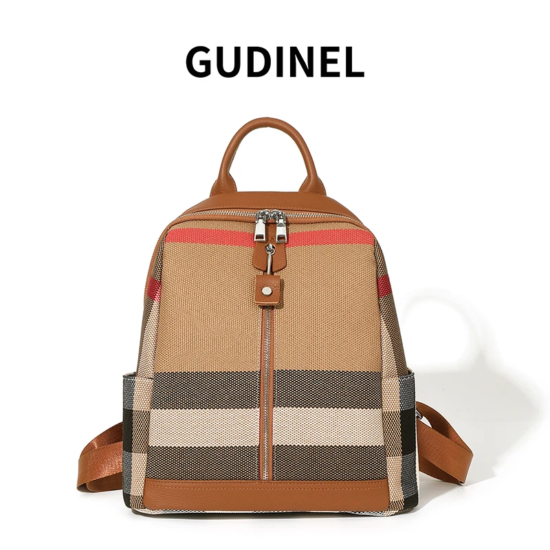 爆款2025时尚休闲双肩包百搭潮流经典复古女士韩版背包5358棕色