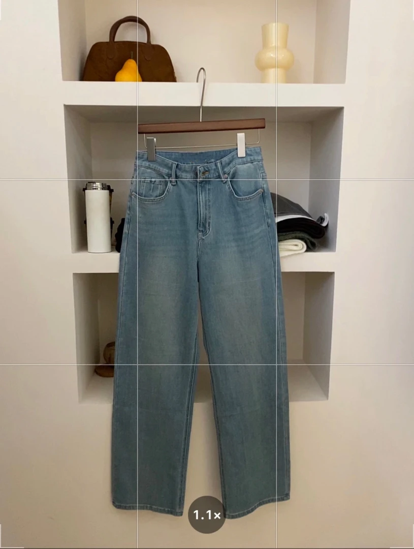 [哈尼家2]春款韩系简约直筒牛仔裤女拖地显瘦牛仔裤AA75