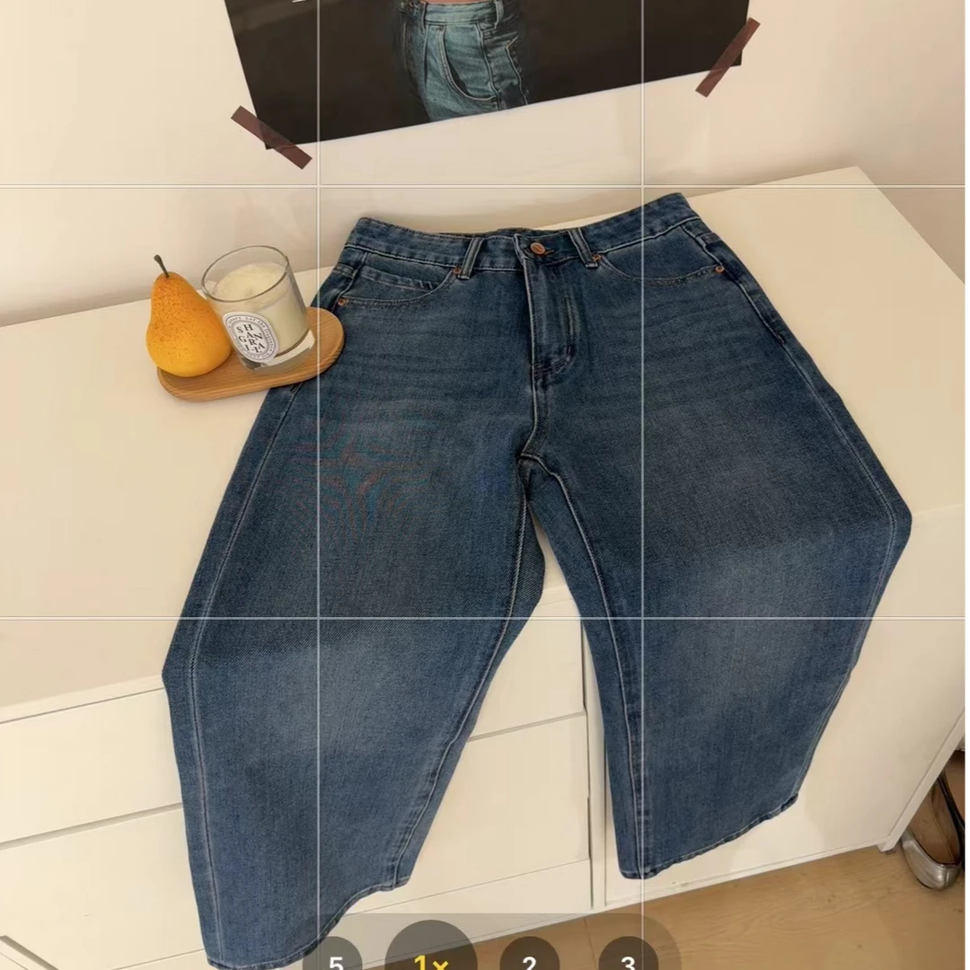 【哈尼家2】随性牛仔  韩系复古早秋款显瘦直筒百搭牛仔裤女 K24