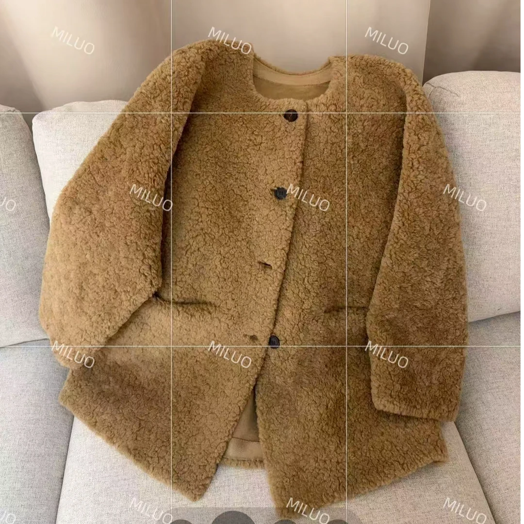 【哈尼家】琥珀 冬款奶呼呼中长款软糯慵懒宽松外套Y88