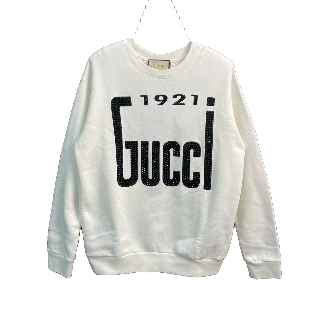 99新 GUCCI/古驰 Gucci 白色新款水钻1921卫衣 公价10500 S码