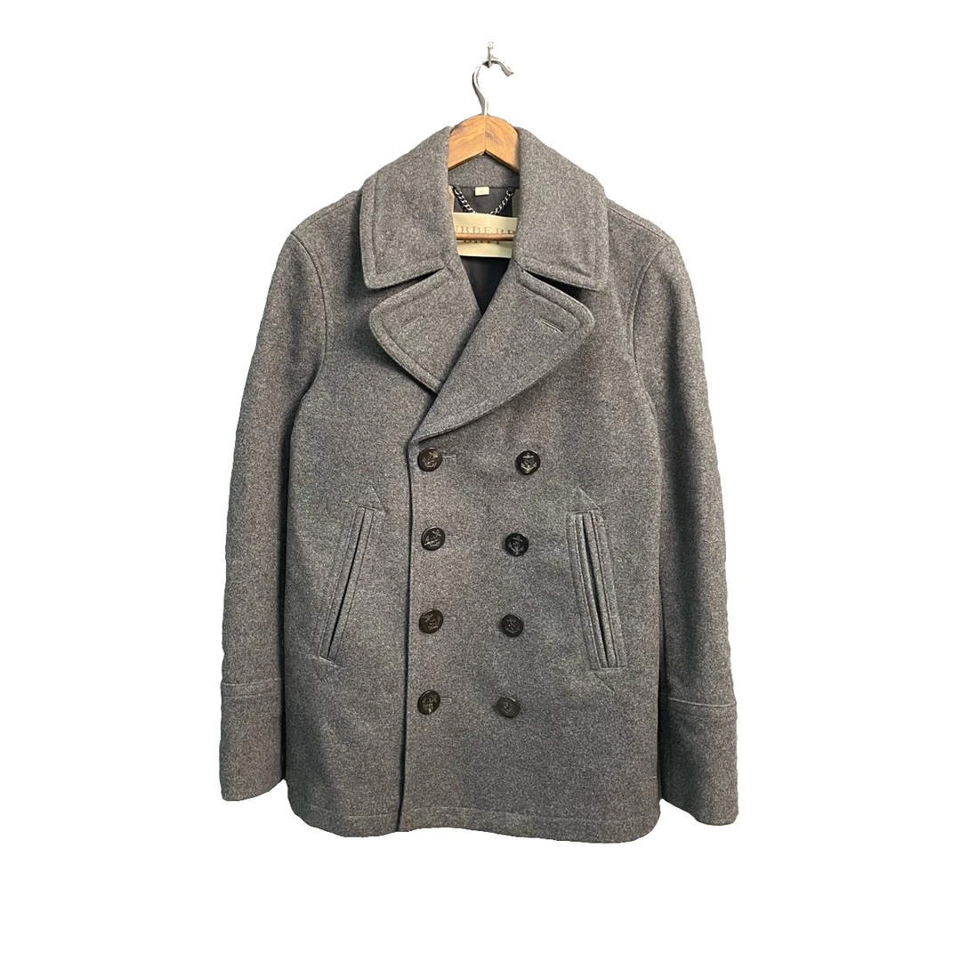 99新 BURBERRY/博柏利 灰色双排扣风衣 M码 99新