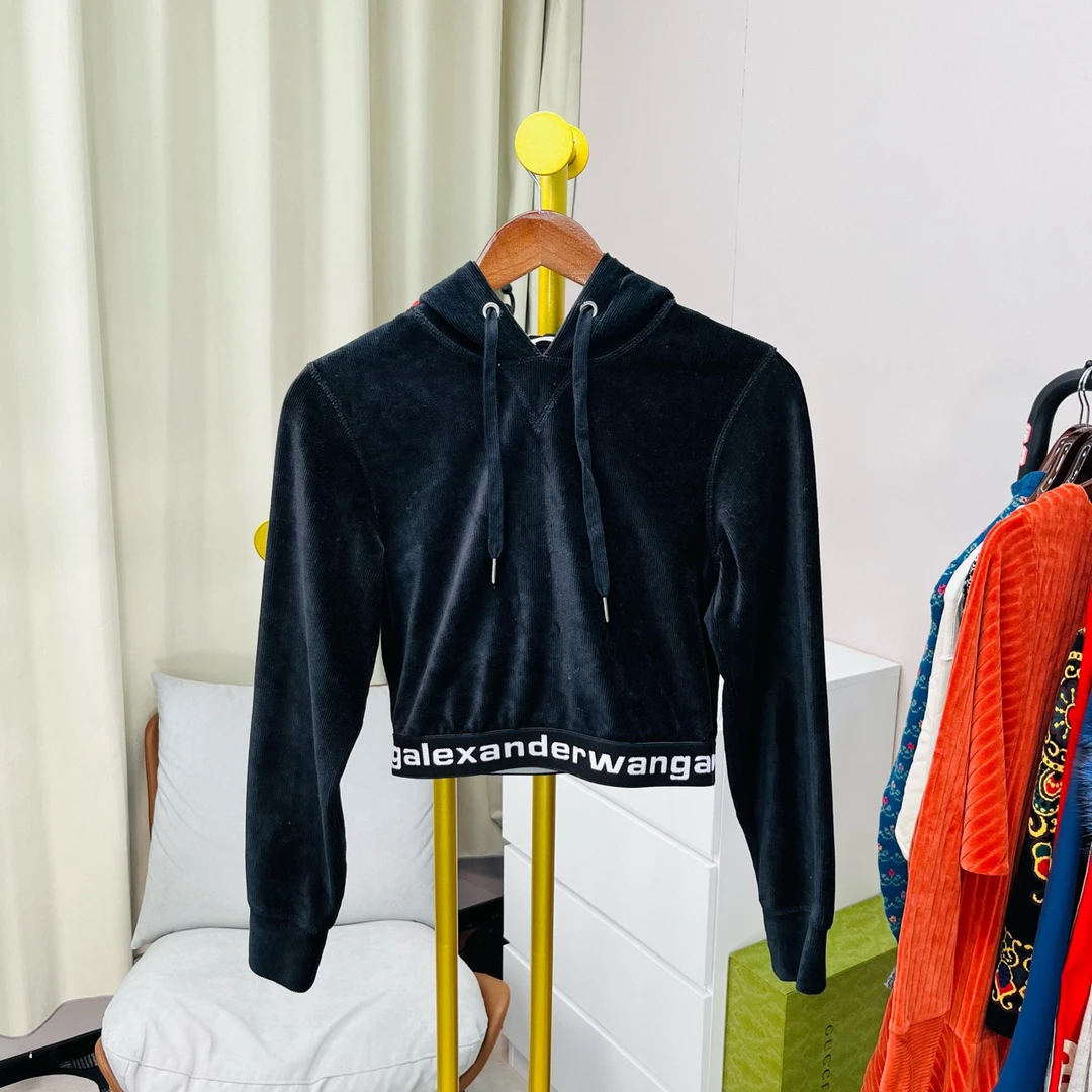 99新  Alexander wang 黑色下摆新款帽衫 xs码