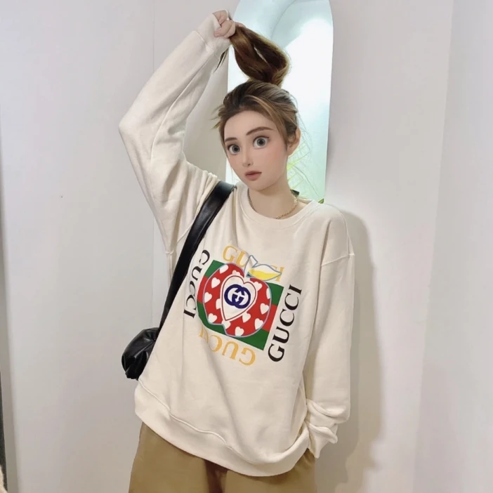 99新 GUCCI/古驰 白色新款苹果卫衣 公价8400 L码