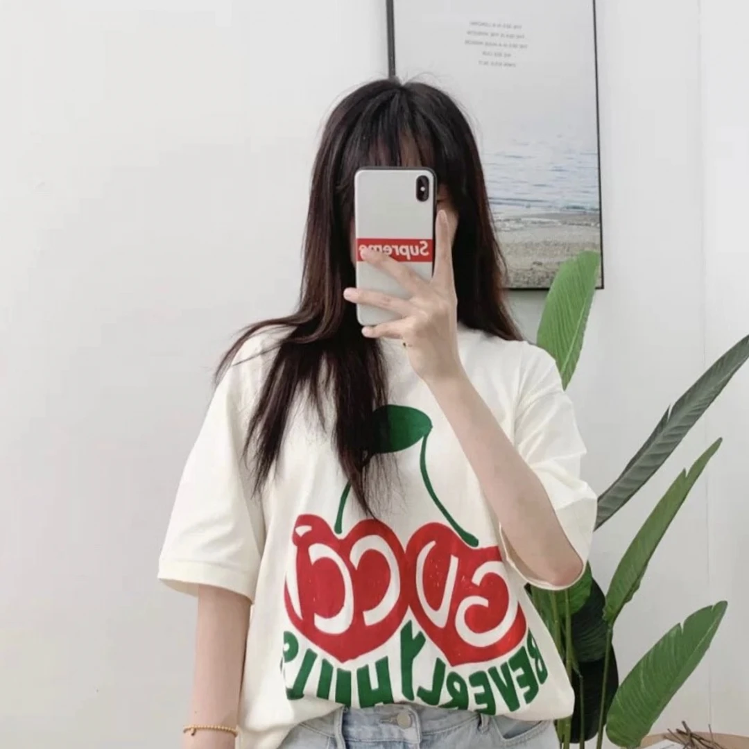 95新 GUCCI/古驰 i 白色新款樱桃短袖 公价3700