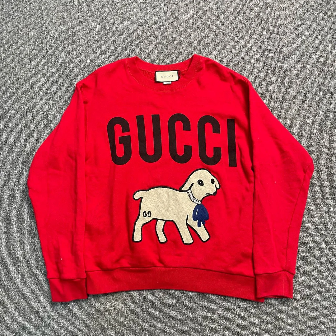99新 GUCCI/古驰 红色小羊水钻卫衣 公价10500 XS码