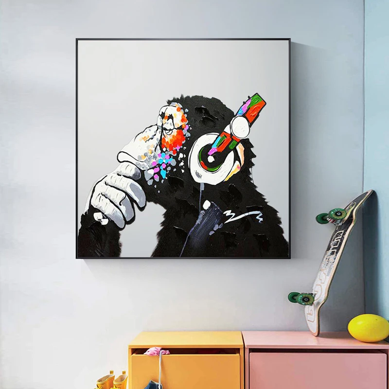 【粉丝福利】限购一张手绘油画装饰画动物卡通房间挂画