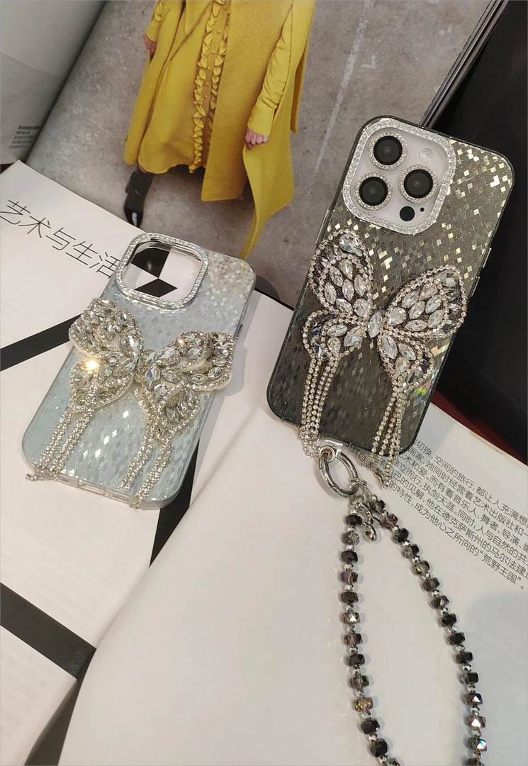 【定制】马赛克蝴蝶适用15promax/14/13全包防摔网红爆闪创意手机壳