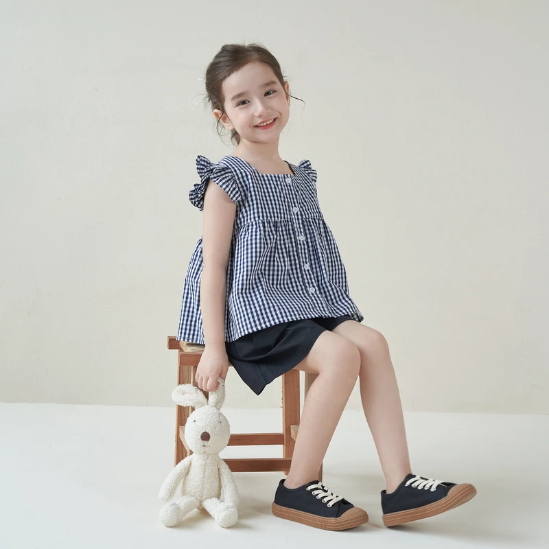 5.5女童格子娃娃衫ME03131