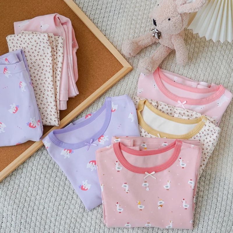 【大龙】【秋冬必备】女童家居服套装长袖棉A类面料打底套装ME07170