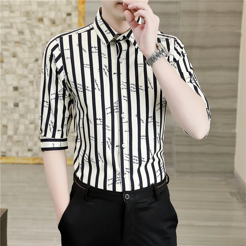 爆款2025春秋季新款男士休闲衬衫潮流修身时尚帅气百搭商务衬衣男
