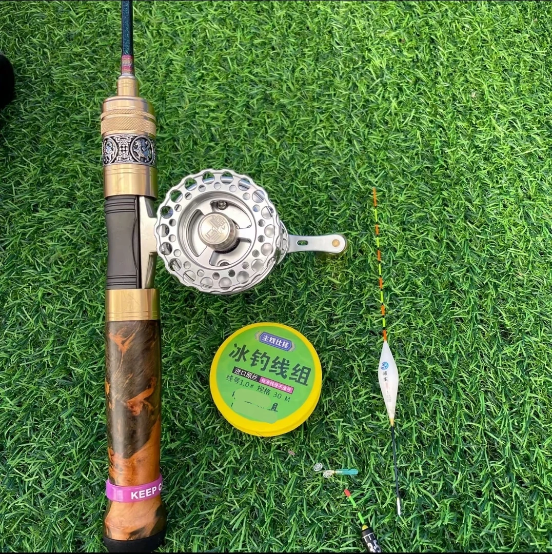冰钓竿套装全金属50定制轮魔影三代手把大导眼竿稍送漂冰钓线组