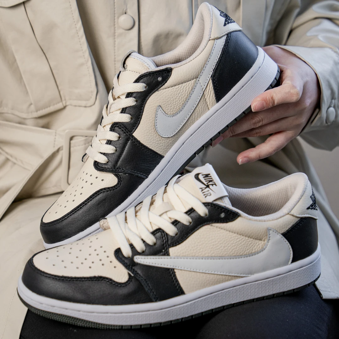 烽火/Nike-AJ1Low-高级燕麦米倒钩-男女同款AJ-低帮【定制球鞋】