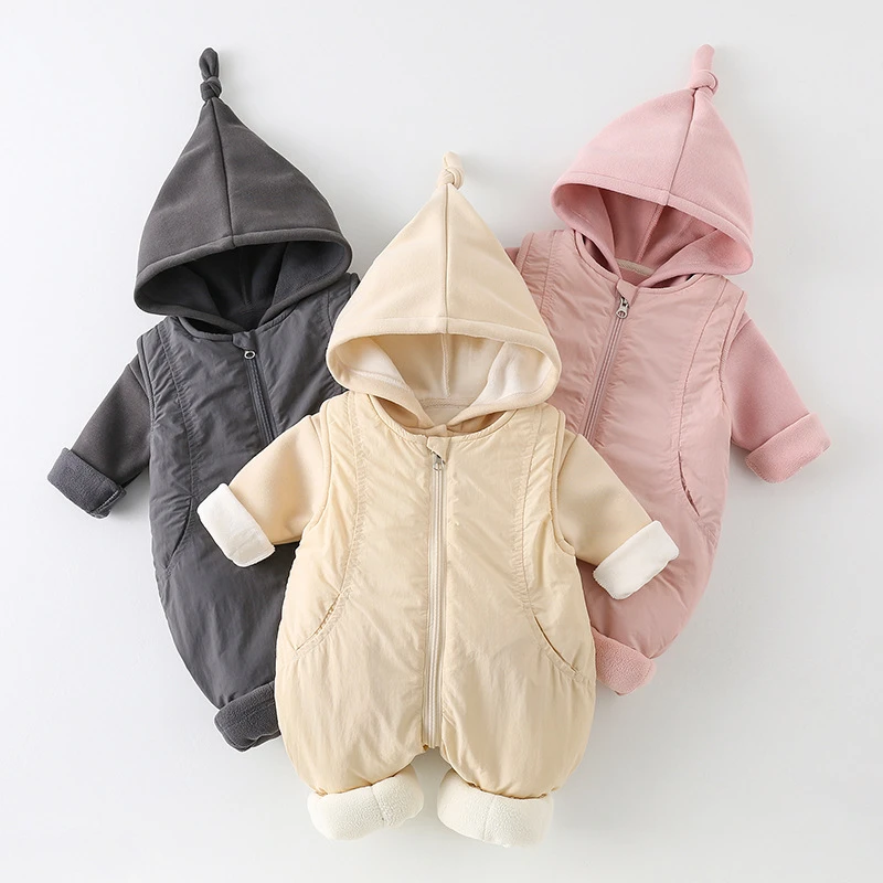 婴儿衣服冬季套装宝宝秋冬夹棉连体衣新生儿棉服爬服两件套外出服