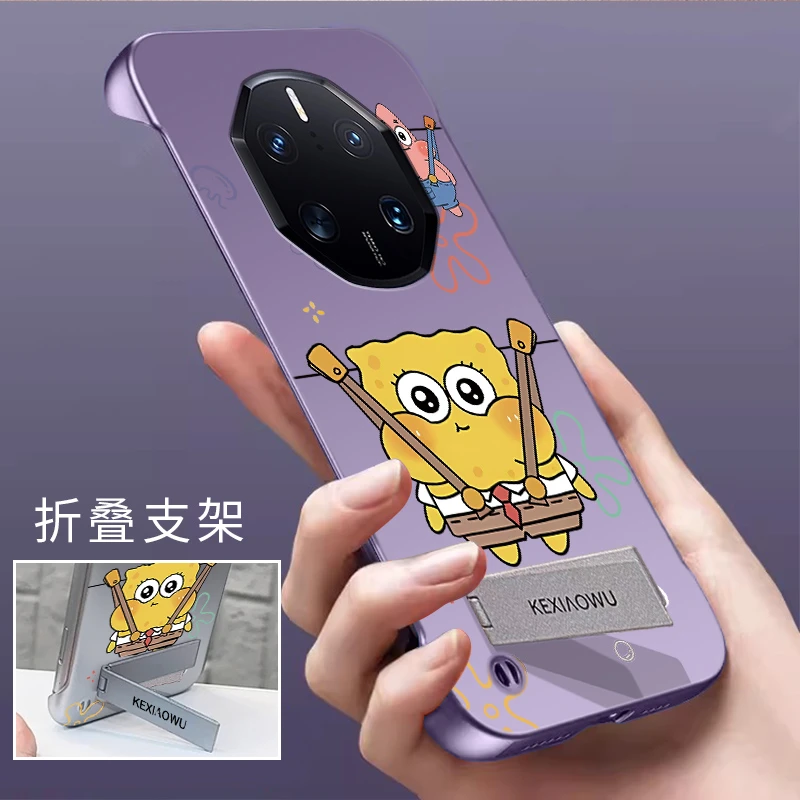 适用华为Mate50RS手机壳金属漆无边框支架裸机时尚不沾指纹派大星