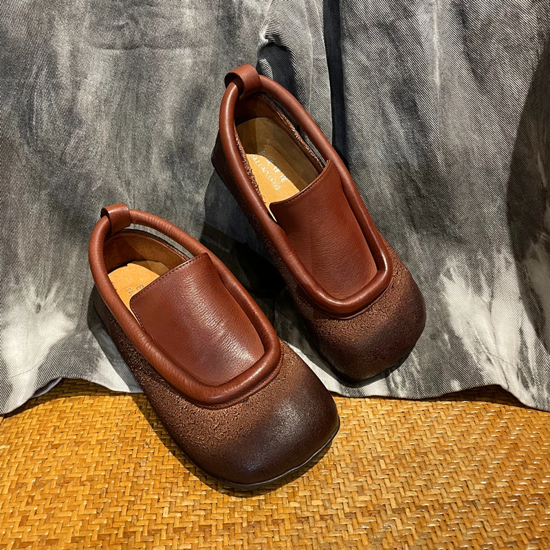 新款春季乐福鞋真皮软底复古豆豆鞋方头百搭文艺春秋秋季平底女鞋