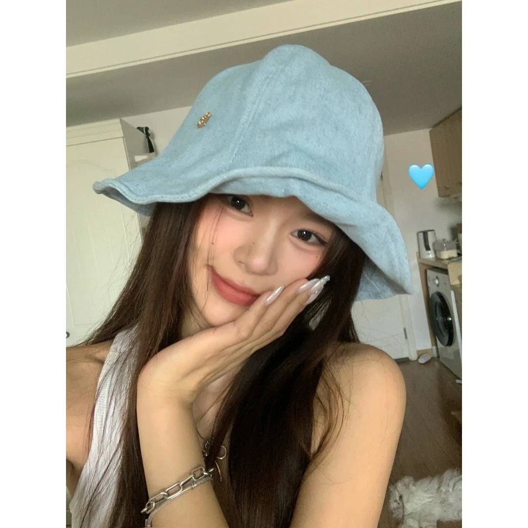 Double11 韩版新款牛仔渔夫帽子大帽檐透气防紫外线遮阳防晒帽