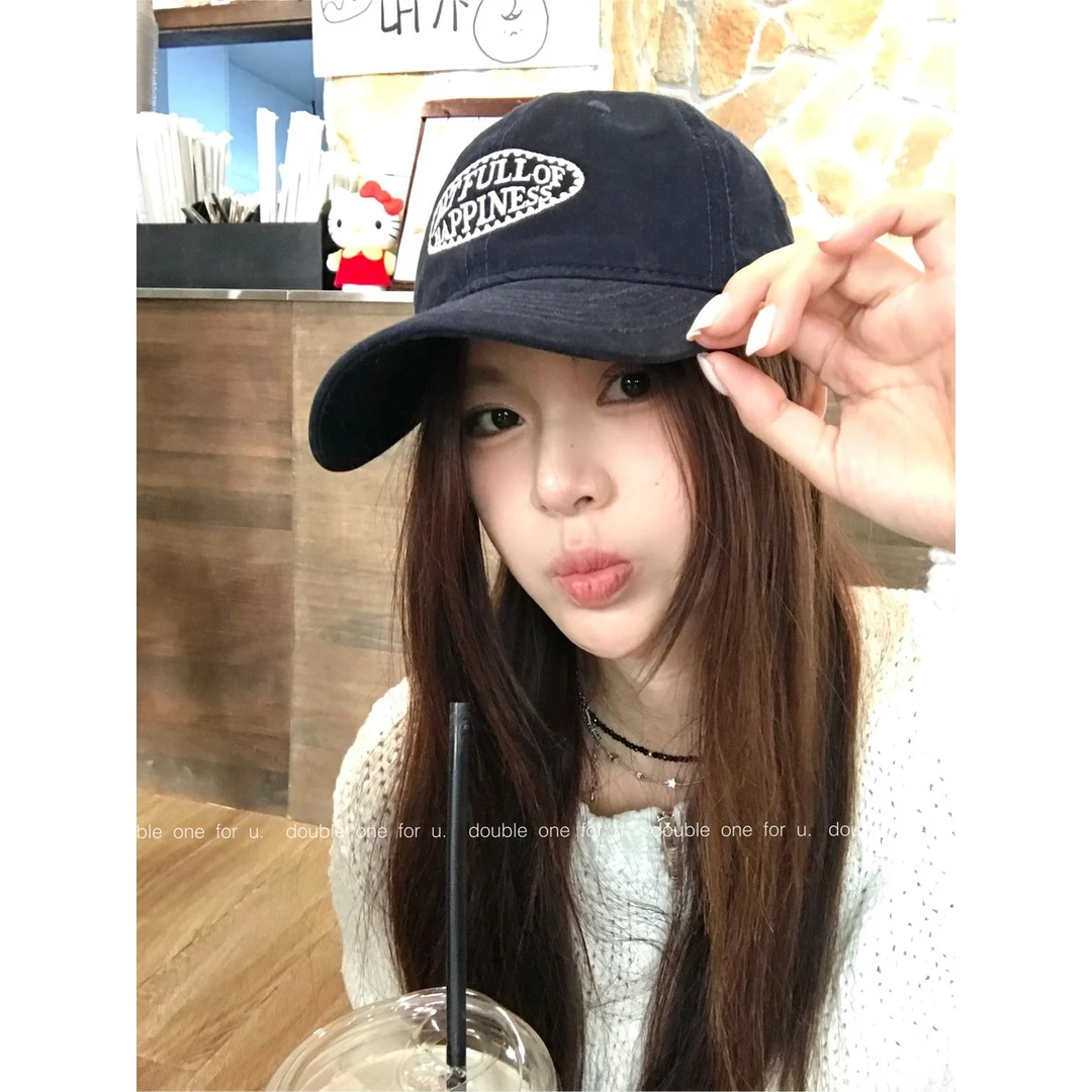 double i i 韩国休闲贴布百搭软顶棒球帽女情侣大头围鸭舌帽男